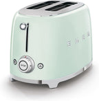 Smeg, 2x2 TSF01PGEU -Toaster, 2 Schlitze für 2 Scheiben, 6 Vergoldungsniveaus, Heizfunktion, Abtau- und Bagel- Funktion, Sammelschublade, 950W, Pastellgrün