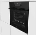 Gorenje 738971 Einbaubackofen-Set OptiBake Black Steam Pyro Set / 77L / Heißluft/Pyrolyse/ExtraSteam/GentleClose/AirFry/Pizzamode 300°C/PerfectGrill/Induktions-Kochfeld mit BridgeZone/schwarz