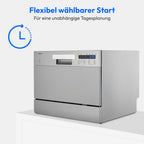 MEDION Tischgeschirrspüler DWT60 (6 Gedecke Fassungsvermögen, 7 Programme, ECO Programm, ca. 6,5 Liter Verbrauch, AquaStop, LED Display, Kindersicherung, MD37496) silber