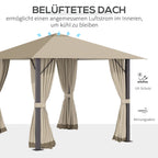 Outsunny Pavillon 3x3 m mit Seitenteilen & Belüftung Khaki