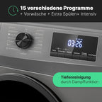 Bomann Waschmaschine 7kg | max. 1400 U/min | 10 Jahre Motor-Garantie | effizienter, leiser & langlebiger Invertermotor | 15 Programme | Endzeitvorwahl | LED-Display | Washing Machine | WA 7175 wei