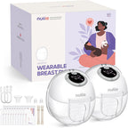 Nuliie Milchpumpe Elektrisch tragbare S32, Elektrische milchpumpe freihändig 4 Modi 9 Stufen mit 18/21/24 mm komfortabler Flansch, Privat, mit Ersatzzubehör im Lieferumfang (2Packs, Weiß)