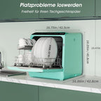 AIRMSEN Mini Geschirrspüler Tischgeschirrspüler mit 5+1 Programme 5L Wassertank, 2 Wege Wasserversorgung, Touch Control & LED-Display, Geeignet für Hausküchen, Wohnungen, Schlafsäle, Weiß & Schwarz