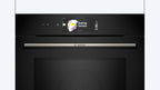 Bosch HMG7361B1, Serie 8 smarter Einbau-Backofen mit Mikrowellenfunktion, 60 x 60 cm, Made in Germany, Schwarz, Air Fry, Digitaler Bedienring, Touchdisplay, Automatikprogramme, Reinigungsunterstützung
