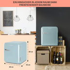 Klarstein Audrey Mini - kleiner Kühlschrank, kompakte Mini-Bar, freistehend, Kompressionskühlung, Fassungsvermögen, Kühlung: 0-10 °C, Mini-Kühlschrank mit 70 Liter Fassungsvermögen, rot
