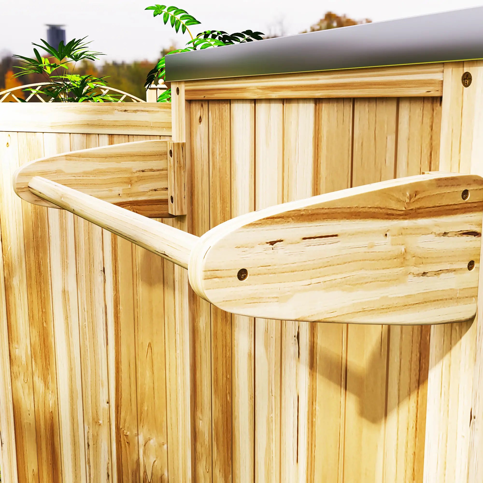 Outsunny Grillwagen Outdoor Kücheninsel mit Rollen Massivholz