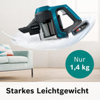 Bosch Akku-Staubsauger Unlimited Serie 6 BKS6111P, kabelloser Handstaubsauger, beutellos, leicht, Hygiene-Filter, hohe Saugleistung, Lange Laufzeit, Fugendüse, alle Bodenarten, blau