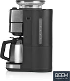 BEEM FRESH-AROMA-PERFECT II Filterkaffeemaschine mit Mahlwerk - Thermo | Edelstahl | Thermokanne | 24h-Timer | 1000 W | 180 g Bohnenbehälter
