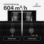 Klarstein Downdraft-Dunstabzugshaube, Versenkbare Abzugshaube, Leise Dunstabzugshauben mit Filter, Dunstabzugshaube 60cm, Umluft/Abluft Dunsthaube mit 10 Stufen, Dunstabzug 576 m³/h Luftstrom