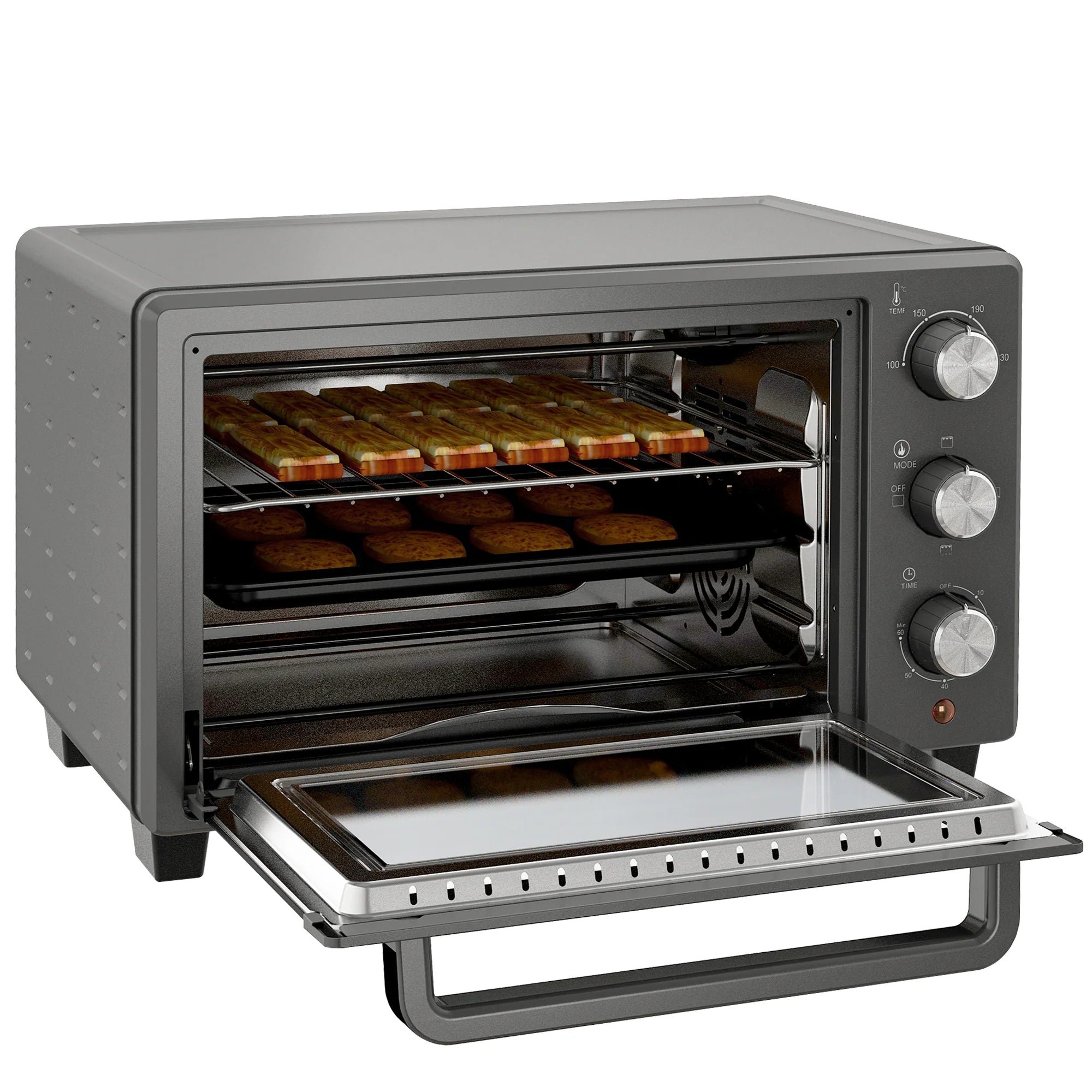 HOMCOM Minibackofen vielseitig kochen präzise Temperaturregelung Edelstahl
