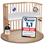babybay Original Beistellbett aus massivem Buchenholz / kompakt & verwandelbar / Kinderbett Höhe stufenlos verstellbar & umweltfreundlich / mitwachsendes Babybett (weiß lackiert) / inkl. Matratze