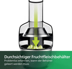 Philips Entsafter – 1100W, 2L, HomeID-Rezepte-App, XXL-Einfüllffnung, QuickClean (HR1921/20), 25 x 43.2 x 29.6 cm, Edelstahl