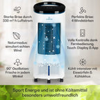 Klarstein Luftkühler mit Wasserkühlung, Leiser 4-in-1 Verdunstungskühler, Luftbefeuchter, Ventilator & Nachtmodus, Mobile Klimageräte Luftkühler 7L, 65W Air Cooler, 330m³/h Kühlender Luftstrom