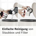 Bosch Akku-Staubsauger Unlimited Serie 6 BKS6111P, kabelloser Handstaubsauger, beutellos, leicht, Hygiene-Filter, hohe Saugleistung, Lange Laufzeit, Fugendüse, alle Bodenarten, blau