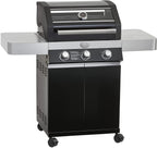 RÖSLE Elektrogrill BBQ-Portable Videro E2-P, tragbarer Tischgrill mit 2 Brennern, Warmhalterost und Deckel mit Glaseinsatz, pulverbeschichteter Stahl, schwarz/silbern