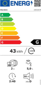 Klarstein  ia Mini Geschirrspüler, Spülmaschine mit Platz für 2 Maßgedecke, 6 Programme, 5 L Wasser benötigt, LED-Display, Touch, Tischgeschirrspüler inkl. Zubehör, schwarz