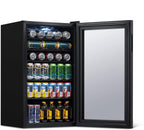 Getränkekühlschrank | Freistehender Kühlschrank für 126 Dosen mit Glastür mit Scharnier rechts | Mini-Getränkekühlschrank, perfekt für Bier, Wein, Limonade und kühlere Getränke