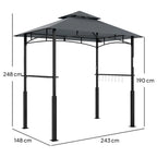 Outsunny Grillpavillon doppelschichtiges Vordach LED-Licht