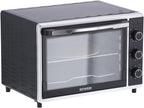 SEVERIN Back- und Toastofen mit Umluftfunktion, Mini Backofen mit Grillrost, Backblech, Drehspie und Pizzastein, vielseitiger Heiluftofen mit 42 L Kapazitt, 1.800 W, schwarz, TO 2058