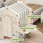 AIYAPLAY Spielhaus Kinderhaus Indoor mit Servierstation & Vorhängen