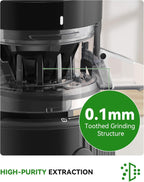 ACOQOOS Entsafter, Entsafter Gemüse und Obst with 110MM Einfüllffnung, Leicht zu Reinigen Slow Juicer Machine with 2 Cups Schwarz
