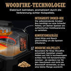 Ninja Woodfire Electric BBQ Grill & Smoker & Air Fryer, 7-in-1 Outdoor BBQ Grill, Air Fry, Smoke, Roast, Bake and more, Weather Resistant, Non-Stick, Portable, Electric, Grey/Black OG701EU