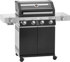 RÖSLE Elektrogrill BBQ-Portable Videro E2-P, tragbarer Tischgrill mit 2 Brennern, Warmhalterost und Deckel mit Glaseinsatz, pulverbeschichteter Stahl, schwarz/silbern
