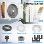 KESSER® Klimaanlage Set Split - mit WiFi/App Funktion Klimagerät - Kühlen A++/ Heizen A+ - 9000 BTU/h (2.600 Watt) Kältemittel R32 - Fernbedienung, Timerfunktion - Inkl. komplettem Montagematerial