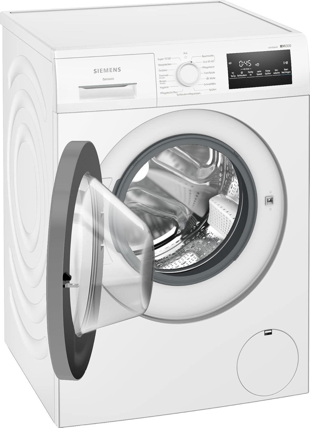 Siemens WM14N223 Waschmaschine iQ300, Frontlader mit 7kg Fassungsvermgen, 1400 UpM, speedPack L, LED-Display,Outdoor-Programm, Wei, 60cm