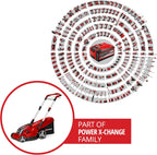 Einhell Akku-Rasenmher RASARRO 36/38 Kit Power X-Change (36 V, 38 cm Schnittbreite, 450 m, Brushless, Mulchfunktion, 45L Fangkorb, inkl. 2x 4,0 Ah Akkus + Twincharger)