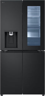 LG GMG861EPAE InstaView SLIM Multi-Door, Klasse E, 508 L, Kühlschrank mit Gefrierfach, Eis-, Crushed Ice- Wasserspender mit UVnano, Total NoFrost, Smart Inverter Kompressor, Wi-Fi, Farbe Matte Black