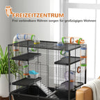 PawHut Hamsterkäfig Nagerkäfig mit Röhren Laufrad Rollen Ablage