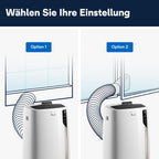 De'Longhi Pinguino PAC EM82, Mobile Klimaanlage für Rume bis zu 80 m, 9.400 BTU, 2,4 kW, 63 dB, Entfeuchtungsfunktion, Energieklasse A, 24h-Timer, Wei