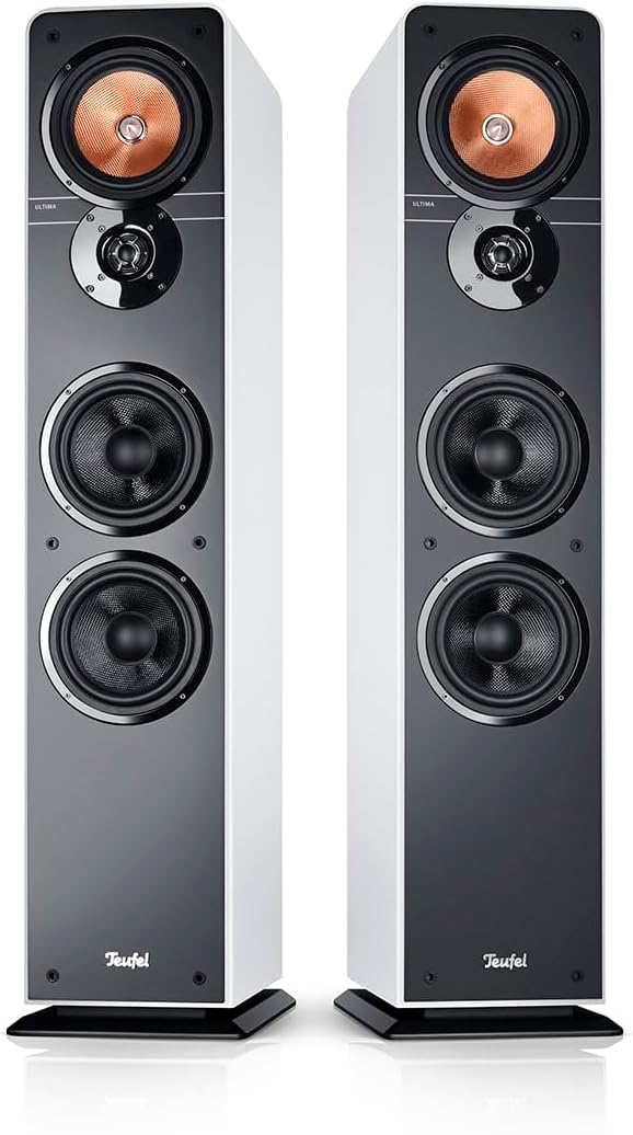 Teufel Ultima 40 Stereo Lautsprecher - HiFi Standlautsprecher Paar der Spitzenklasse, Phase-Plug Hochtöner, 3-Wege System, Doppelrohr-Bassreflex, Musik, Filmton, Games - schwarz