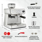Breville Barista Max Siebträgermaschine | Espressomaschine/Kaffeemaschine mit integriertem Mahlwerk und Milchaufschäumer| 2,8-l-Wasserbehälter | Italienische Pumpe mit 15 Bar | Edelstahl [VCF126X]