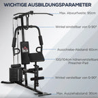 HOMCOM Kraftstation Fitnessstation Latzug Butterfly verstellbar