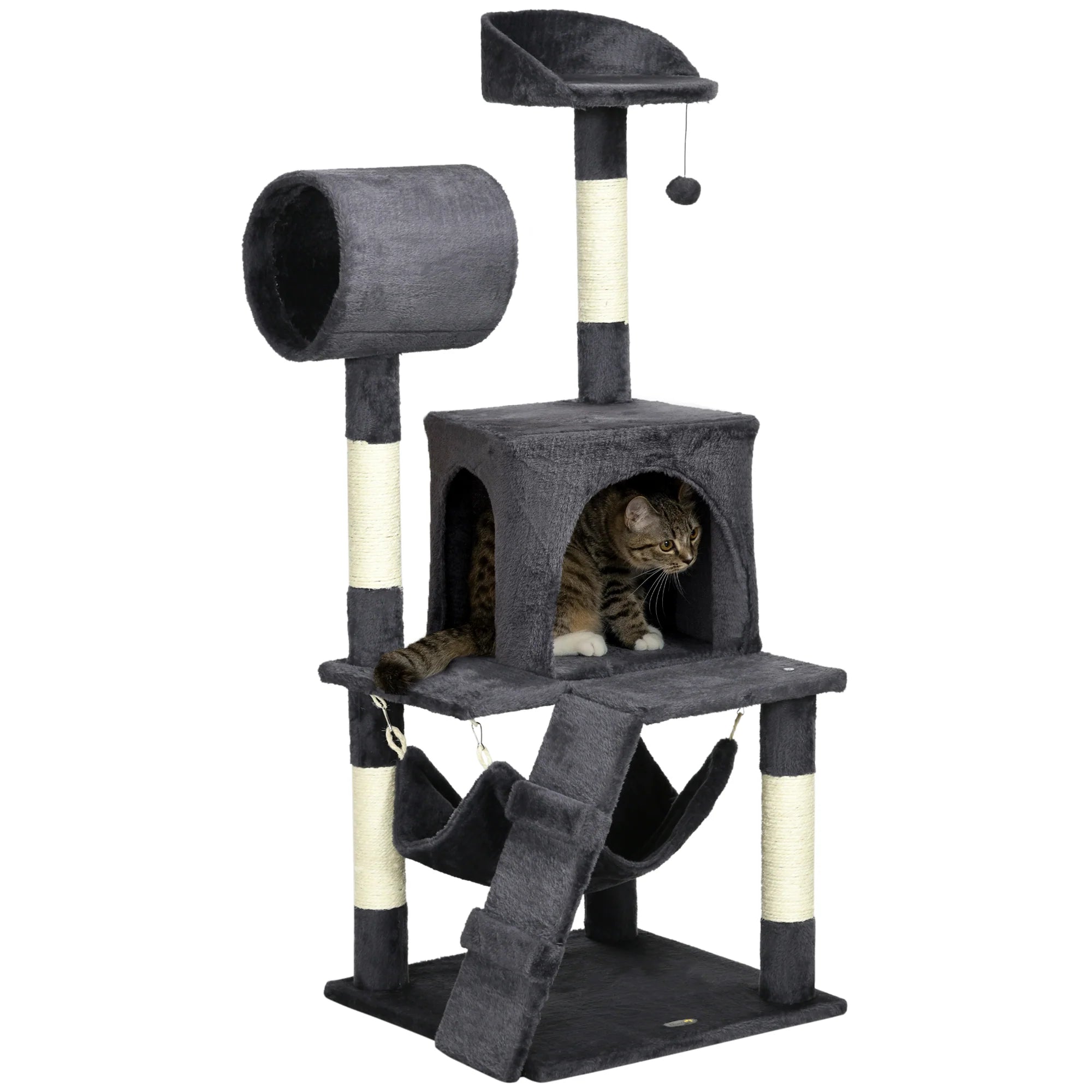 PawHut Kratzbaum Katzenmöbel mit Katzenhaus Hängematte Spielzeug