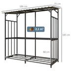 Outsunny Kaminholzregal 1,17 m³ mit Abdeckung, Schwarz