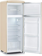 SEVERIN Retro - Kühl-/ Gefrierkombination, platzsparendes Raumwunder, 4 x höhenverstellbare Abstellflächen und eine große Veggiebox, 206 L Nutzinhalt, creme, RKG 8933