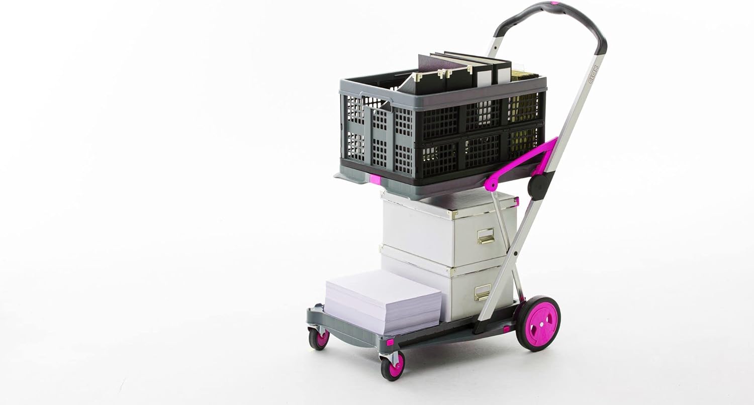 Vielseitig einsetzbare, funktionale, zusammenklappbare Karren | Mobiler Klappwagen | Einkaufswagen mit Aufbewahrungskiste (schwarz)