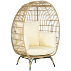 Outsunny Rattansessel Korbform mit dicken Kissen verstellbare Füße