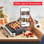 Tefal OptiGrill 4in1 Kontaktgrill mit Backschale, Aufklappbar, Tischgrill, 9 Programme, Garstufenanzeige, Elektrogrill, Backofen, GC776D10