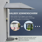 Outsunny Halbrundschirm Sonnenschirm mit Handkurbel Belüftung