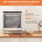 Karlxtom TDQR03A Mini Geschirrspüler, 6 Programme freistehender Tischgeschirrspüler, Spülmaschine mit 2 Wasserversorgungsmodi, Auto-Trocknung, Perfekt für kleine Familien und Paare