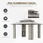 Outsunny Gartenpavillon Polycarbonat-Dach UV-Schutz Outdoor