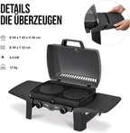 EndersGasgrill Urban II Pro, Tischgrill, Grillen-, Kochen- und Backen Funktion, 2 Brenner Edelstahl, mit Grill-Thermometer, Balkon-, Camping-Grill, Aluguss-Gehäuse, Gusseisen-Rost, #2062