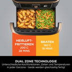 Ninja Heißluftfritteuse MAX PRO, 6,2 L, ölfrei, große Schublade, Rösten, Backen, Air Fry, Antihaftbeschichtet, Spülmaschinenfester Korb & Crisper Gittereinsatz, Silikonzange, Schwarz/Kupfer, AF180EUCP