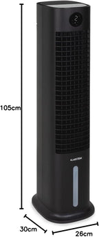 Klarstein Luftkühler mit Wasserkühlung, 5-in-1 Verdunstungskühler, Luftbefeuchter, Ventilator & Luftreiniger, Mobile Klimageräte Luftkühler mit App-Steuerung, 80W Air Cooler, 462m³/h Luftstrom, Weiß
