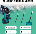 VONROC Profi Hochdruckreiniger 195bar - Fassadenreiniger für schwere Reinigungsarbeiten [2500W] - Hoher Durchfluss [468 l/h] Reinigungstank, Aluminium Pumpe - inkl. Terassenreiniger