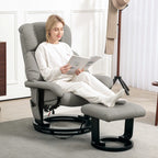 HOMCOM Relaxsessel Grau mit Massage, Liegefunktion & Fußhocker, Kunstleder